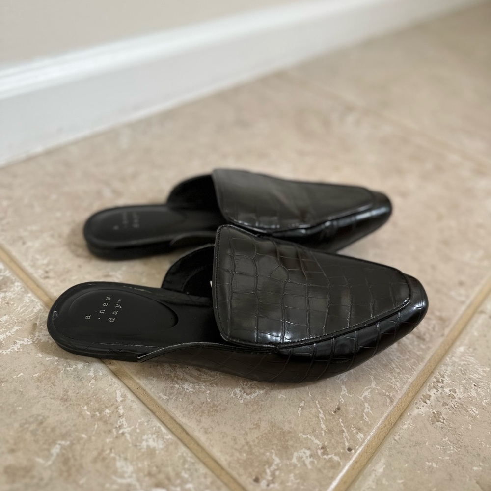 Size 6 1/2, Faux Crocodile Mules from A New Day